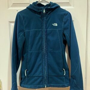 The north face women’s teal fleece lined jacket size medium